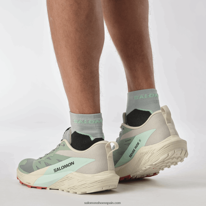 zapatillas de trail running para hombre - sense ride 5 Salomon 00B0PZ1433 nenúfar/día lluvioso/aguamarina blanqueada