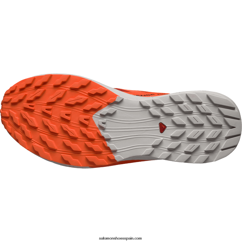 zapatillas de trail running para hombre - sense ride 5 Salomon 00B0PZ1434 roca lunar/naranja impactante/rojo fuego