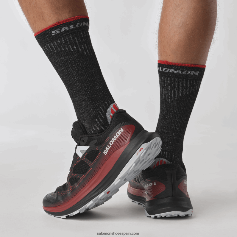 zapatillas de trail running para hombre - ultra glide 2 Salomon 00B0PZ1439 negro/rojo ciclista/azul perla