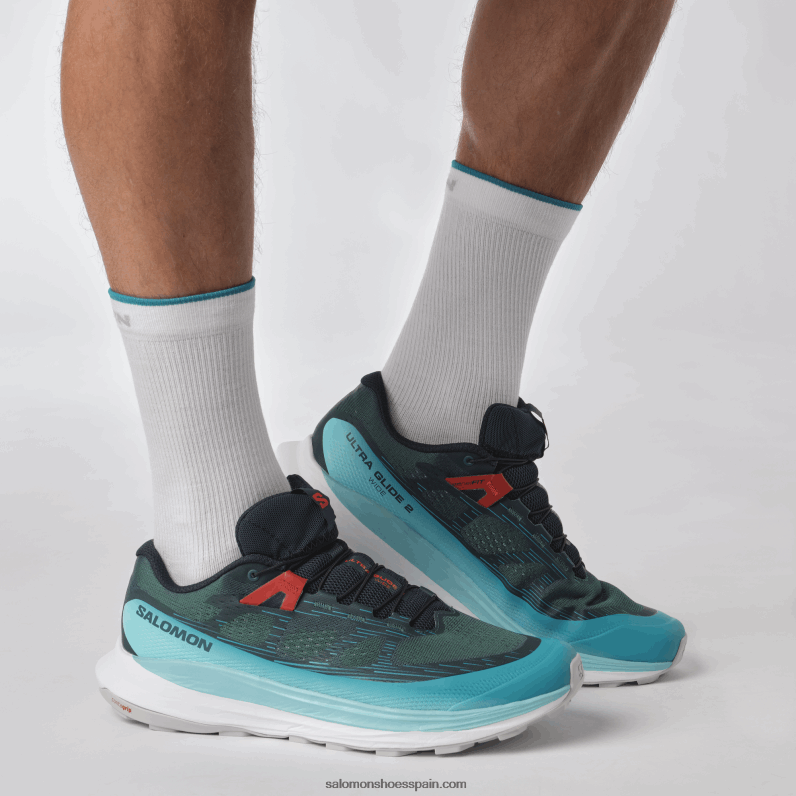 zapatillas de trail running para hombre - ultra glide 2 wide Salomon 00B0PZ1469 atlántico profundo/azul resplandor/rojo fuego