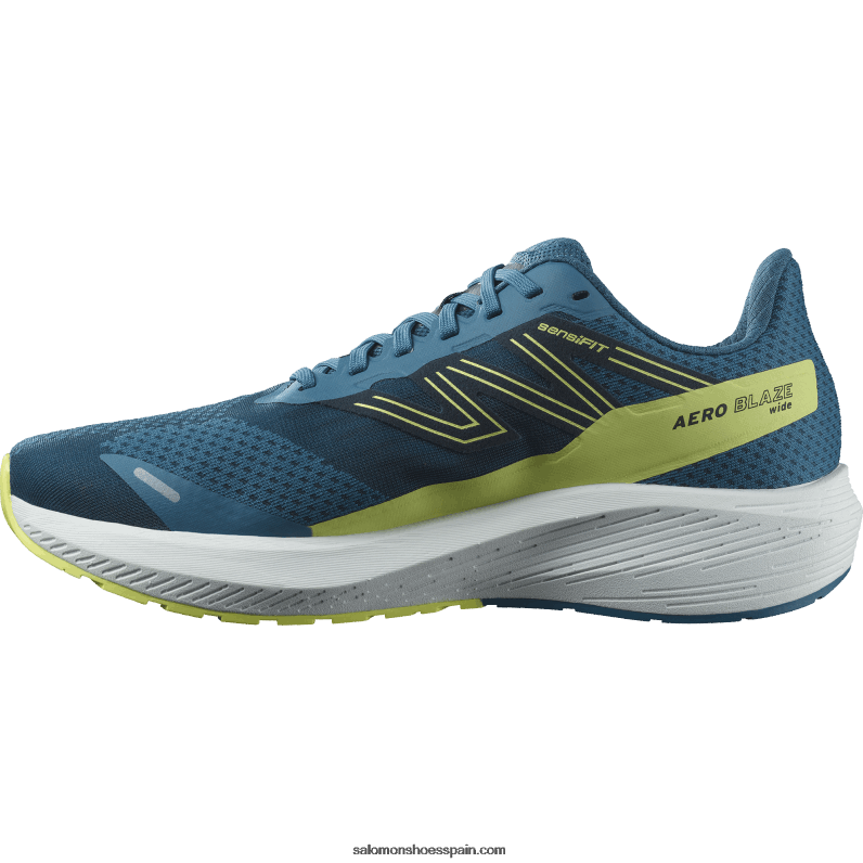zapatillas de running para hombre - aero blaze wide Salomon 00B0PZ58 cenizas azules/lima soleado/zafiro oscuro