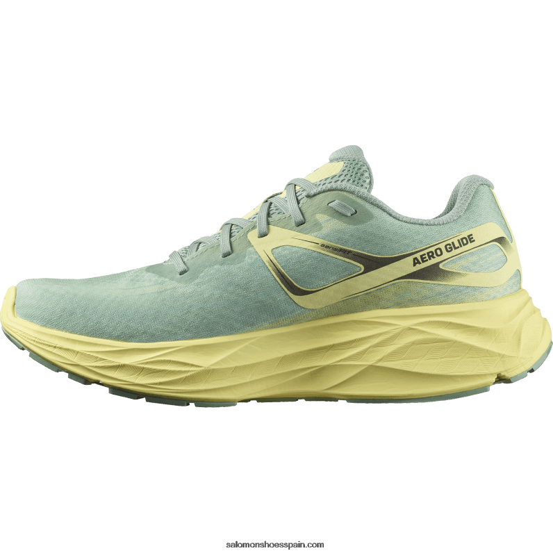 zapatillas de running para hombre - aero glide Salomon 00B0PZ1062 verde granito/iris amarillo/blanco
