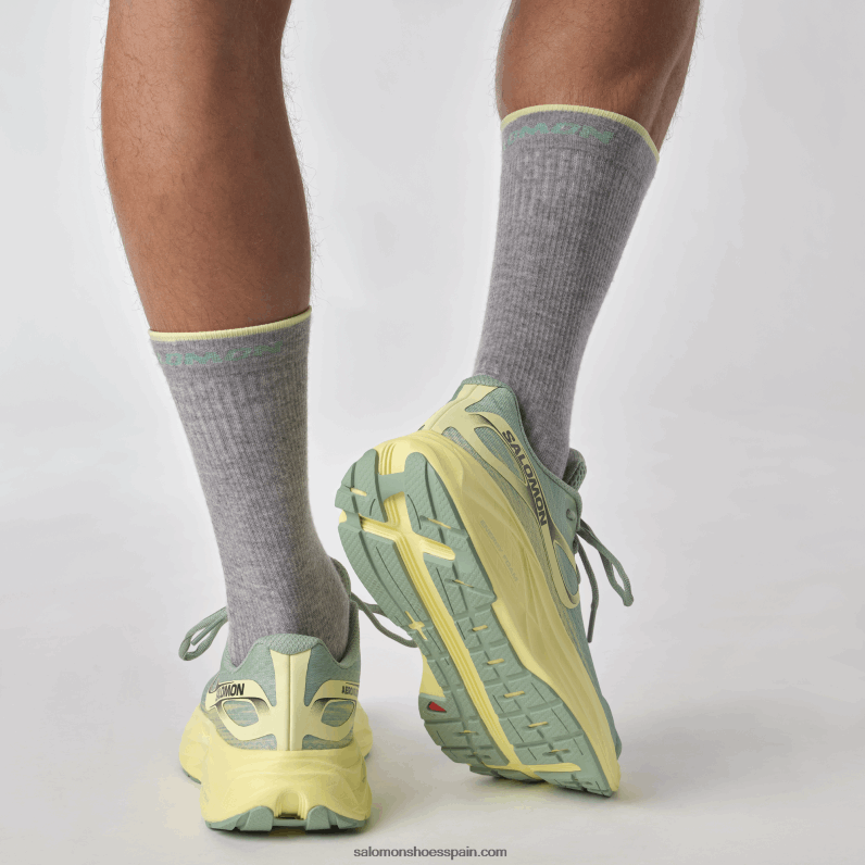 zapatillas de running para hombre - aero glide Salomon 00B0PZ1062 verde granito/iris amarillo/blanco