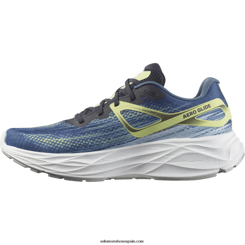 zapatillas de running para hombre - aero glide Salomon 00B0PZ1063 Ceniza azul/zafiro oscuro/lima soleado