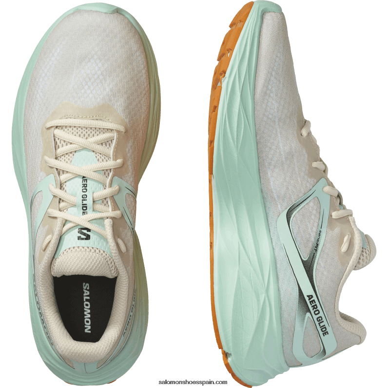 zapatillas de running para hombre - aero glide Salomon 00B0PZ1066 arena blanqueada/yuca/pimienta naranja