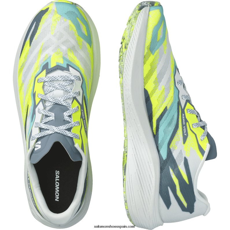 zapatillas de running para hombre - aero volt Salomon 00B0PZ59 blanco/azul china/amarillo de seguridad