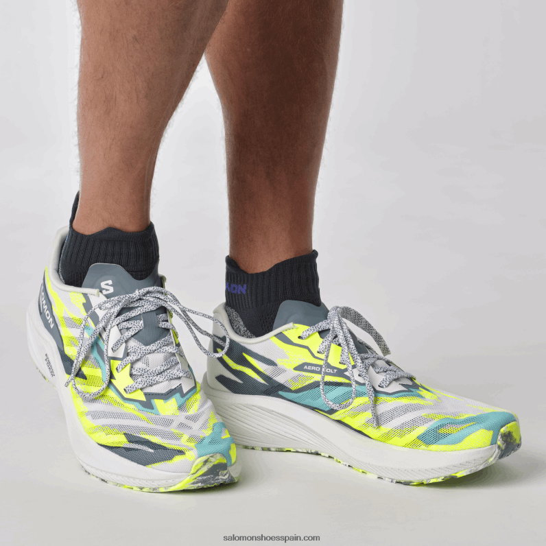 zapatillas de running para hombre - aero volt Salomon 00B0PZ59 blanco/azul china/amarillo de seguridad