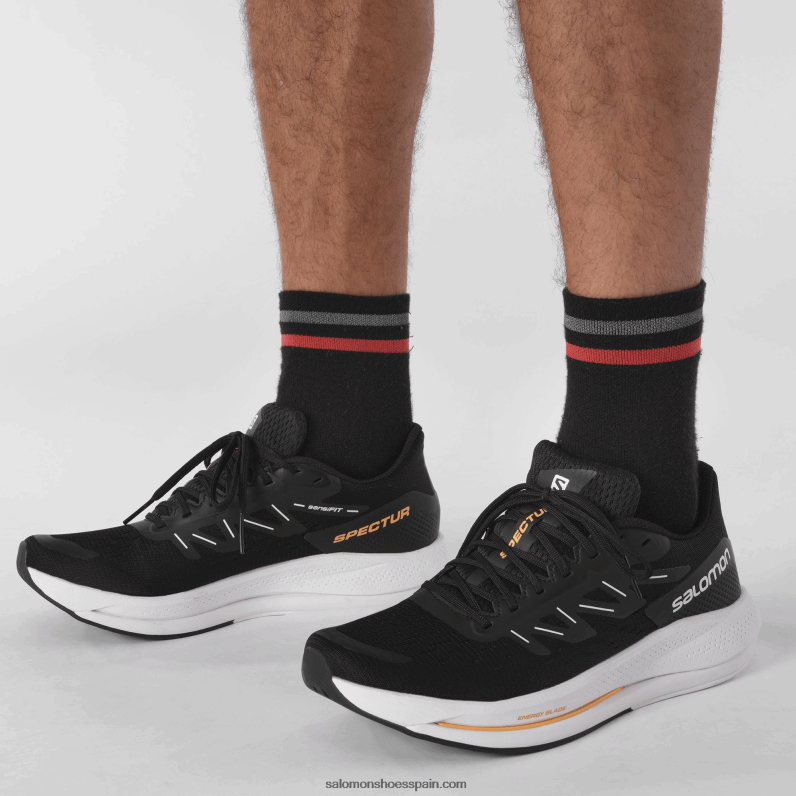 zapatillas de running para hombre - spectur Salomon 00B0PZ1078 negro/blanco/naranja brillante