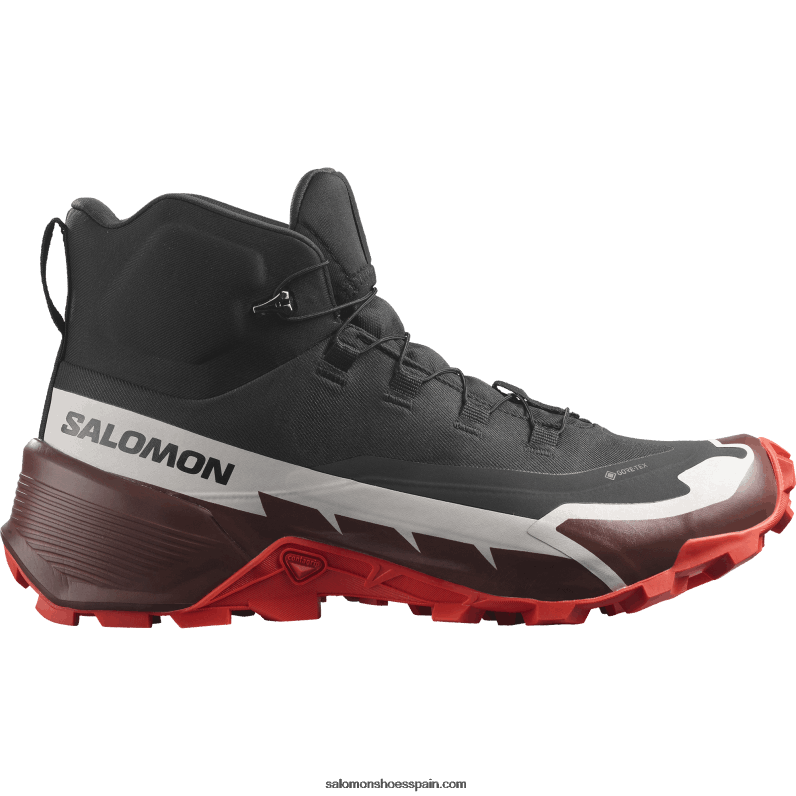Botas de senderismo para hombre - Cross Hike 2 Mid Gore-Tex Salomon 00B0PZ34 negro/chocolate amargo/rojo fuego