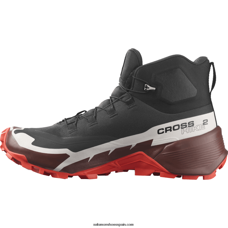 Botas de senderismo para hombre - Cross Hike 2 Mid Gore-Tex Salomon 00B0PZ34 negro/chocolate amargo/rojo fuego