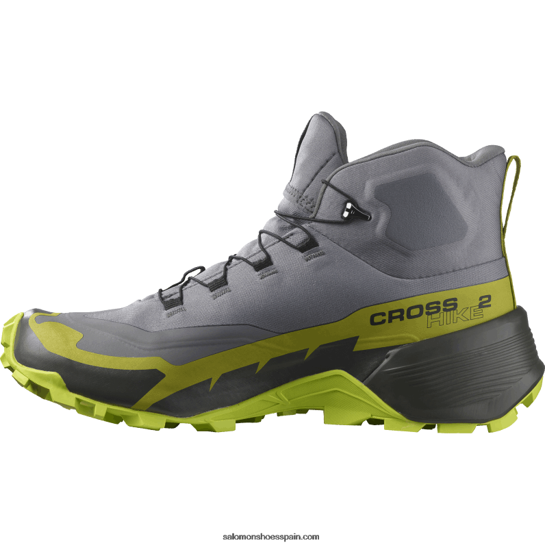 Botas de senderismo para hombre - Cross Hike 2 Mid Gore-Tex Salomon 00B0PZ35 sombra tranquila/lima ácida/lima dorada