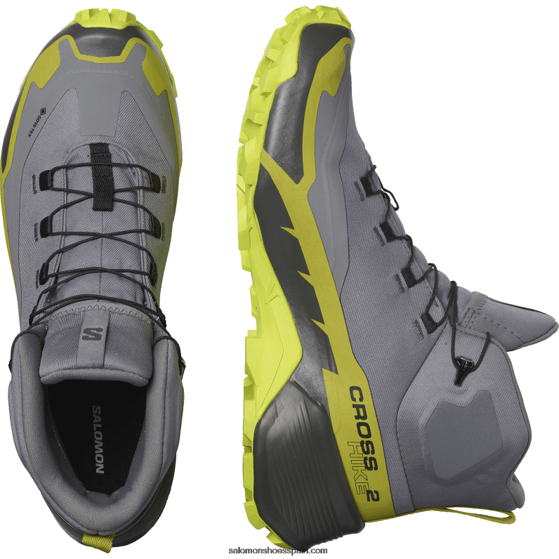 Botas de senderismo para hombre - Cross Hike 2 Mid Gore-Tex Salomon 00B0PZ35 sombra tranquila/lima ácida/lima dorada
