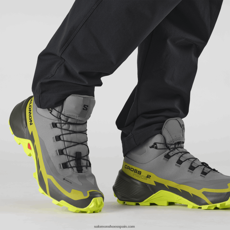 Botas de senderismo para hombre - Cross Hike 2 Mid Gore-Tex Salomon 00B0PZ35 sombra tranquila/lima ácida/lima dorada