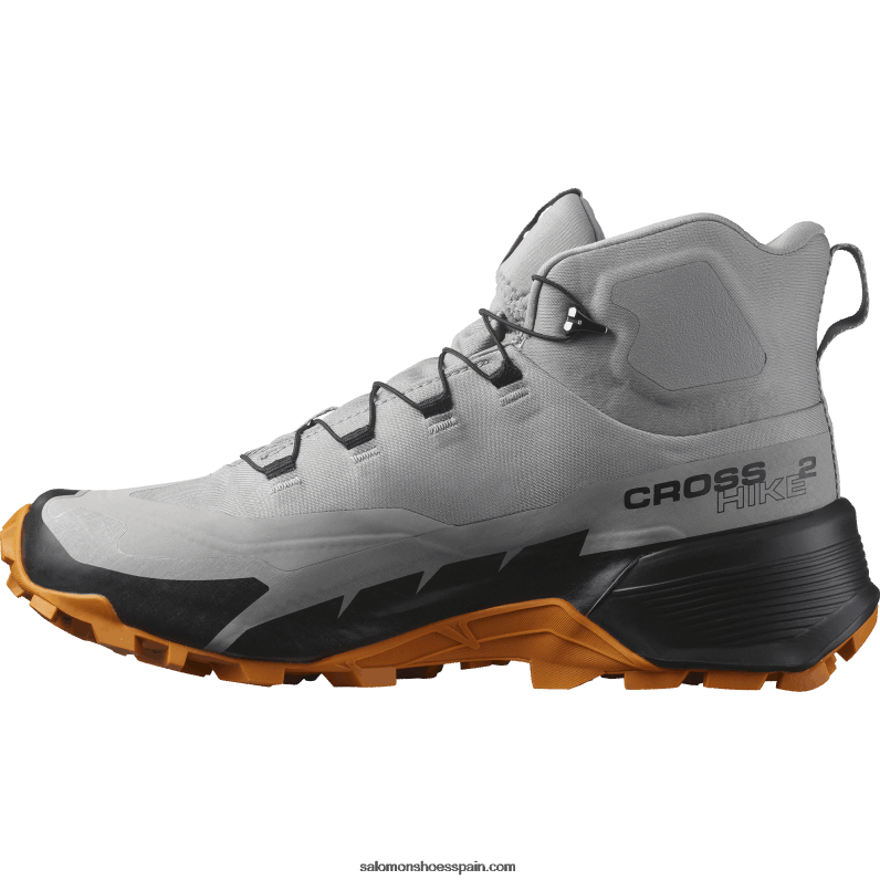 Botas de senderismo para hombre - Cross Hike 2 Mid Gore-Tex Salomon 00B0PZ37 gaviota/mermelada/negro