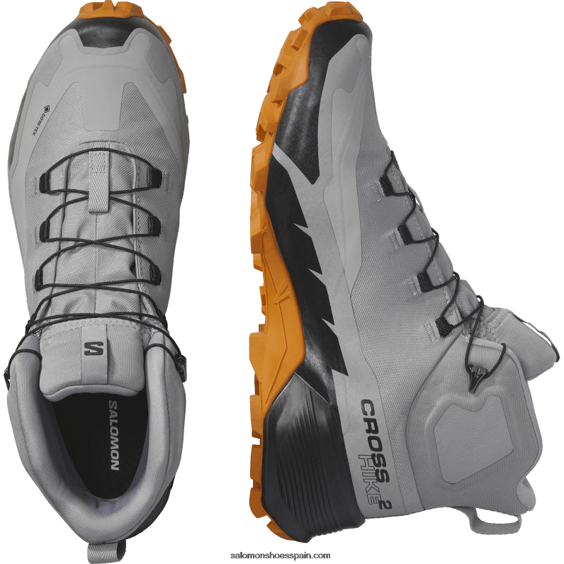 Botas de senderismo para hombre - Cross Hike 2 Mid Gore-Tex Salomon 00B0PZ37 gaviota/mermelada/negro