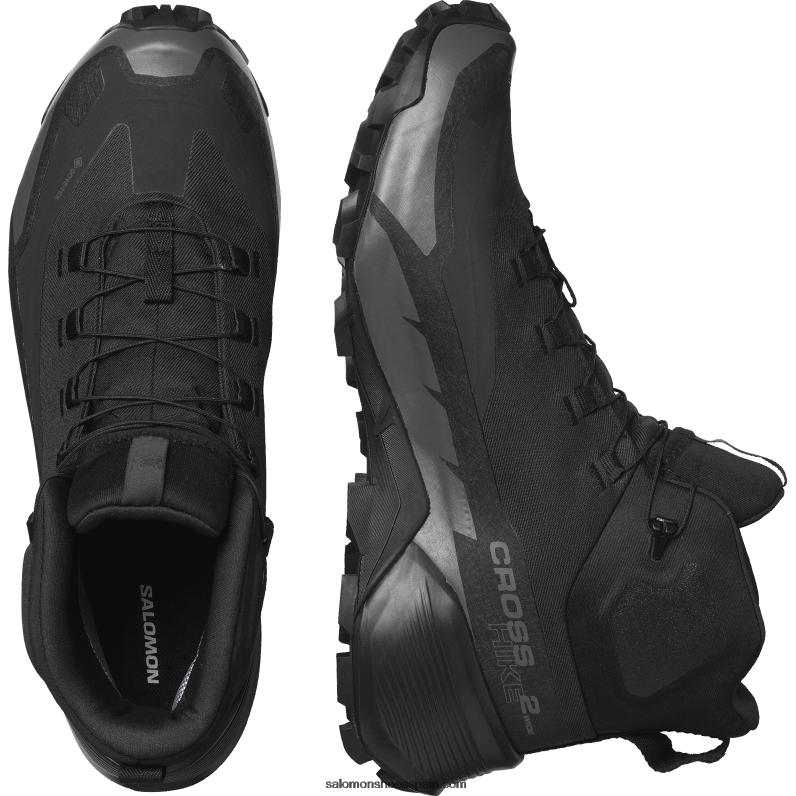 Botas de senderismo para hombre - Cross Hike 2 Mid Gore-Tex Wide Salomon 00B0PZ19 negro/imán