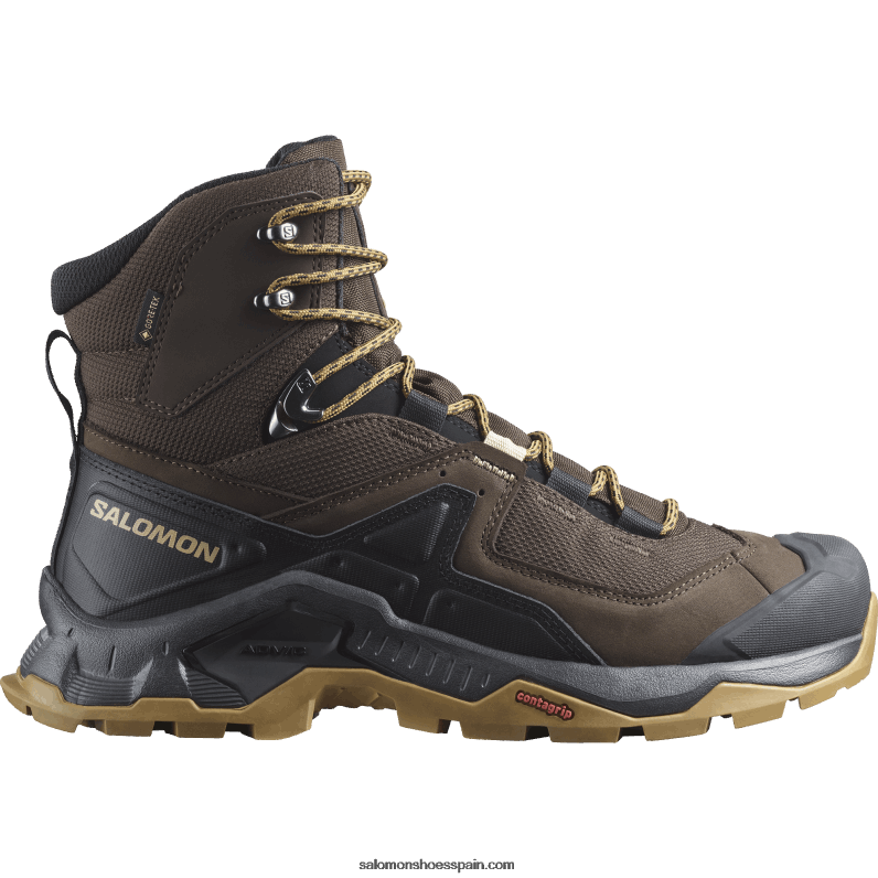 botas de montaña de cuero para hombre - elemento de búsqueda gore-tex Salomon 00B0PZ49 delicioso/negro/dorado opaco
