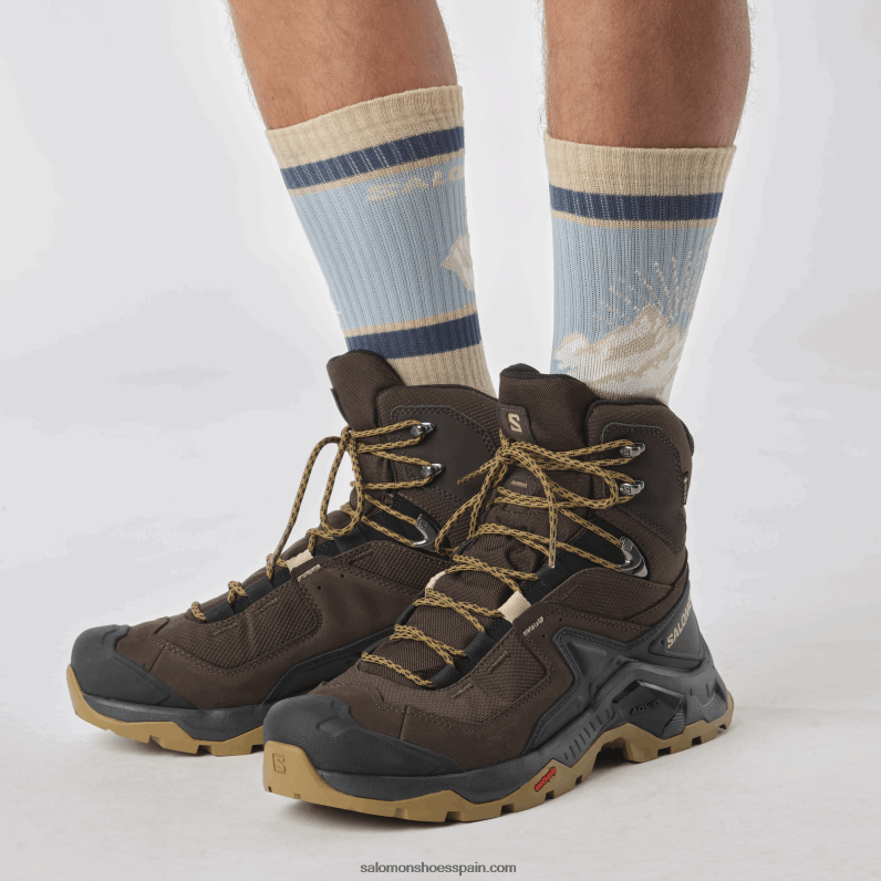 botas de montaña de cuero para hombre - elemento de búsqueda gore-tex Salomon 00B0PZ49 delicioso/negro/dorado opaco