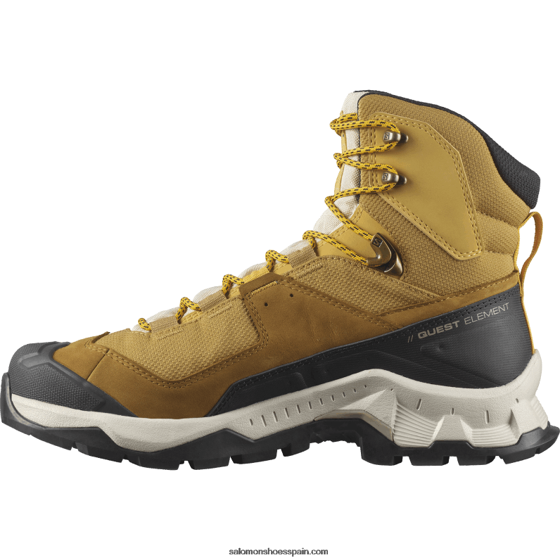 botas de montaña de cuero para hombre - elemento de búsqueda gore-tex Salomon 00B0PZ50 comino/arena blanqueada/azafrán