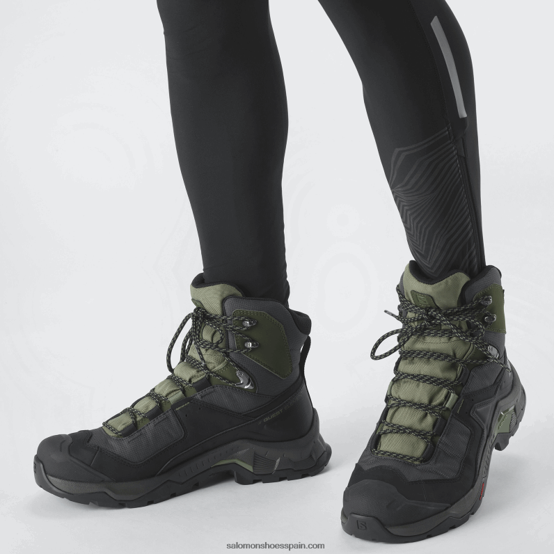 botas de montaña de cuero para hombre - elemento de búsqueda gore-tex Salomon 00B0PZ51 negro/verde liquen profundo/noche oliva
