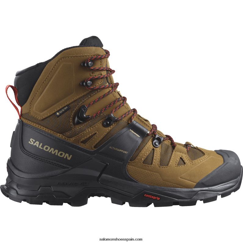 botas de montaña de cuero para hombre - quest 4 gore-tex Salomon 00B0PZ4 goma/negro/rojo fuego