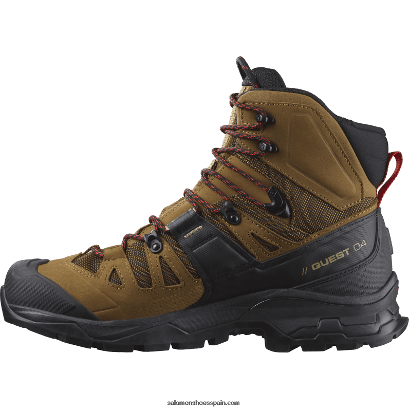 botas de montaña de cuero para hombre - quest 4 gore-tex Salomon 00B0PZ4 goma/negro/rojo fuego
