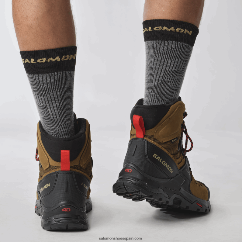 botas de montaña de cuero para hombre - quest 4 gore-tex Salomon 00B0PZ4 goma/negro/rojo fuego
