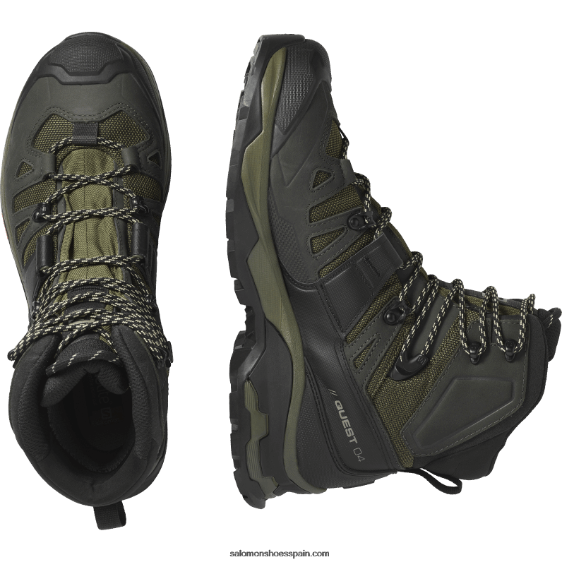 botas de montaña de cuero para hombre - quest 4 gore-tex Salomon 00B0PZ5 noche de oliva/turba/safari