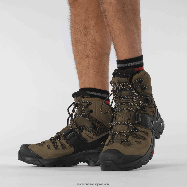 botas de montaña de cuero para hombre - quest 4 gore-tex Salomon 00B0PZ6 palma del desierto/negro/kelp