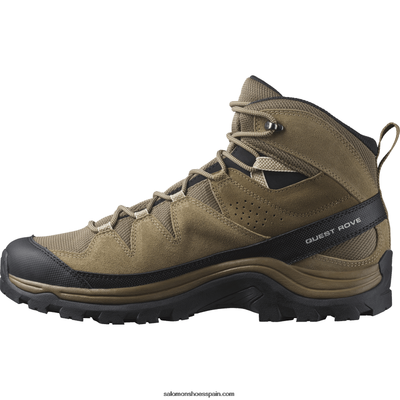 botas de montaña de cuero para hombre - quest rove gore-tex Salomon 00B0PZ52 canguro/kelp/negro