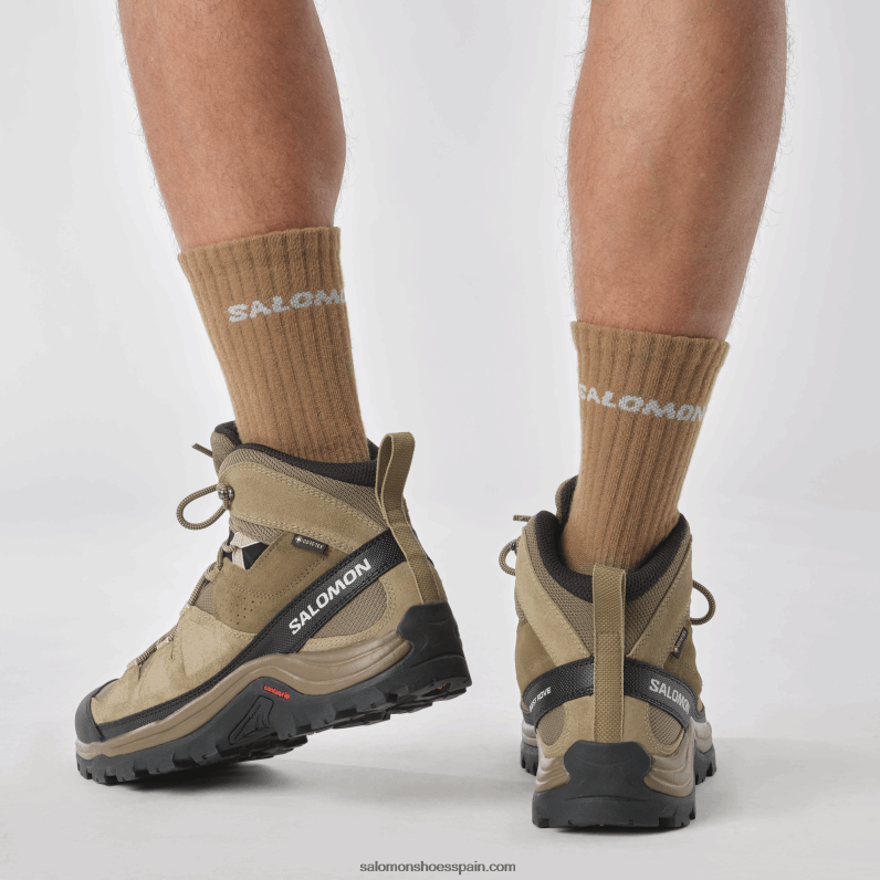 botas de montaña de cuero para hombre - quest rove gore-tex Salomon 00B0PZ52 canguro/kelp/negro