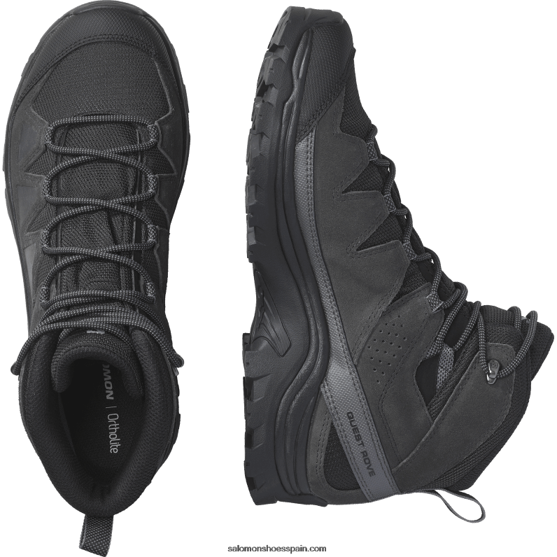 botas de montaña de cuero para hombre - quest rove gore-tex Salomon 00B0PZ53 negro/fantasma/imán