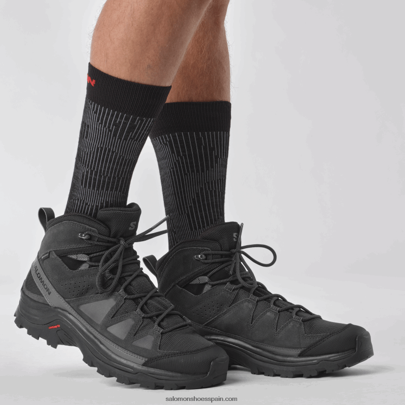 botas de montaña de cuero para hombre - quest rove gore-tex Salomon 00B0PZ53 negro/fantasma/imán