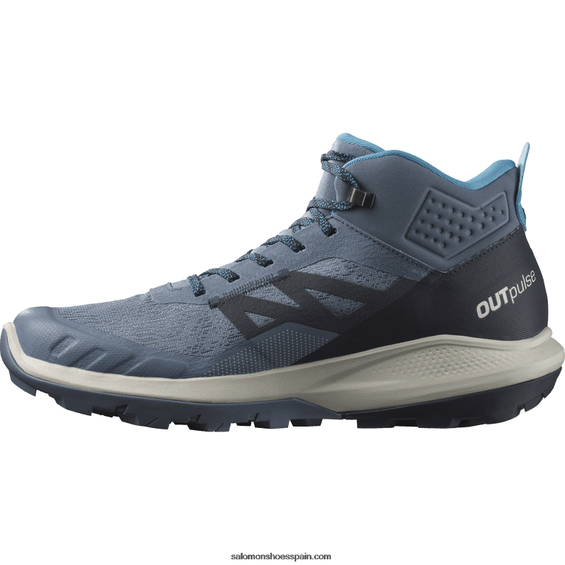 botas de montaña para hombre - outpulse mid gore-tex Salomon 00B0PZ32 azul china/carbono/roca lunar