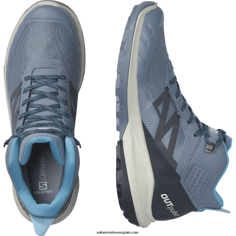botas de montaña para hombre - outpulse mid gore-tex Salomon 00B0PZ32 azul china/carbono/roca lunar