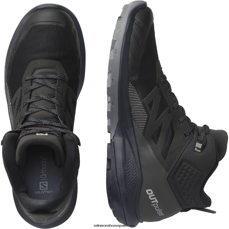 botas de montaña para hombre - outpulse mid gore-tex Salomon 00B0PZ33 negro/ébano/vainilla hielo