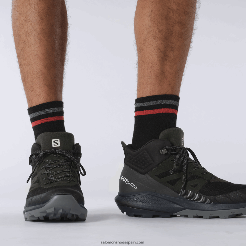 botas de montaña para hombre - outpulse mid gore-tex Salomon 00B0PZ33 negro/ébano/vainilla hielo