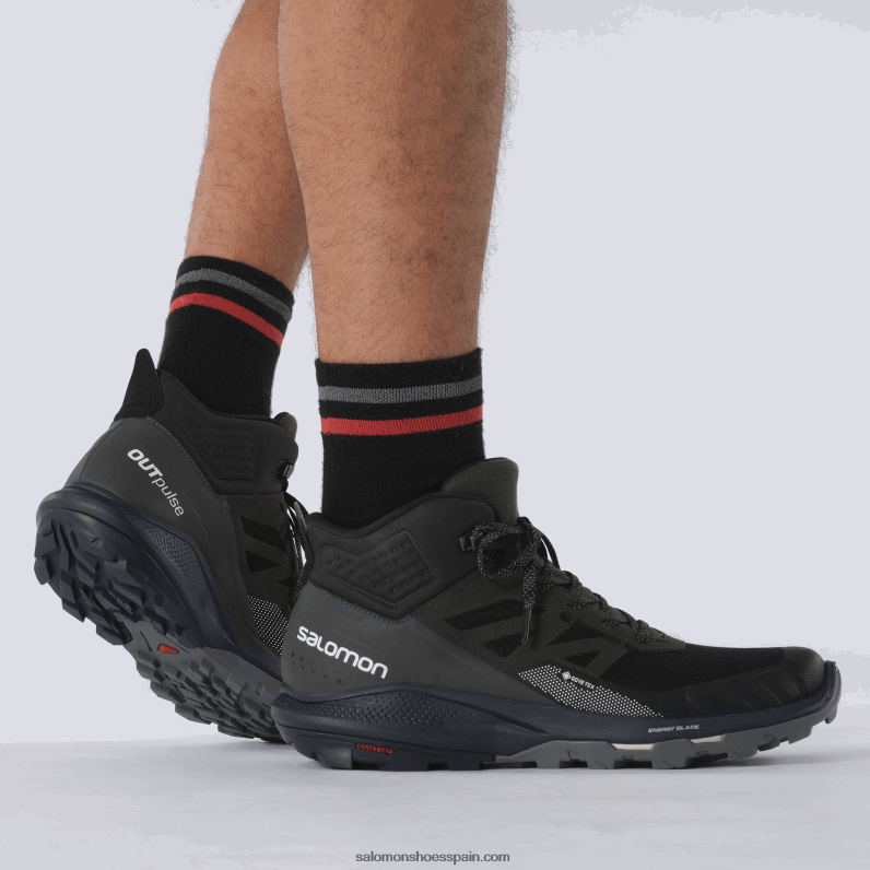 botas de montaña para hombre - outpulse mid gore-tex Salomon 00B0PZ33 negro/ébano/vainilla hielo