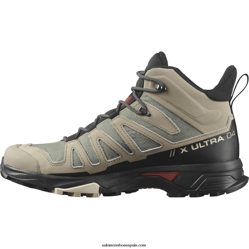 botas de montaña para hombre - x ultra 4 mid gore-tex Salomon 00B0PZ11 caqui vintage/negro/henna tostada