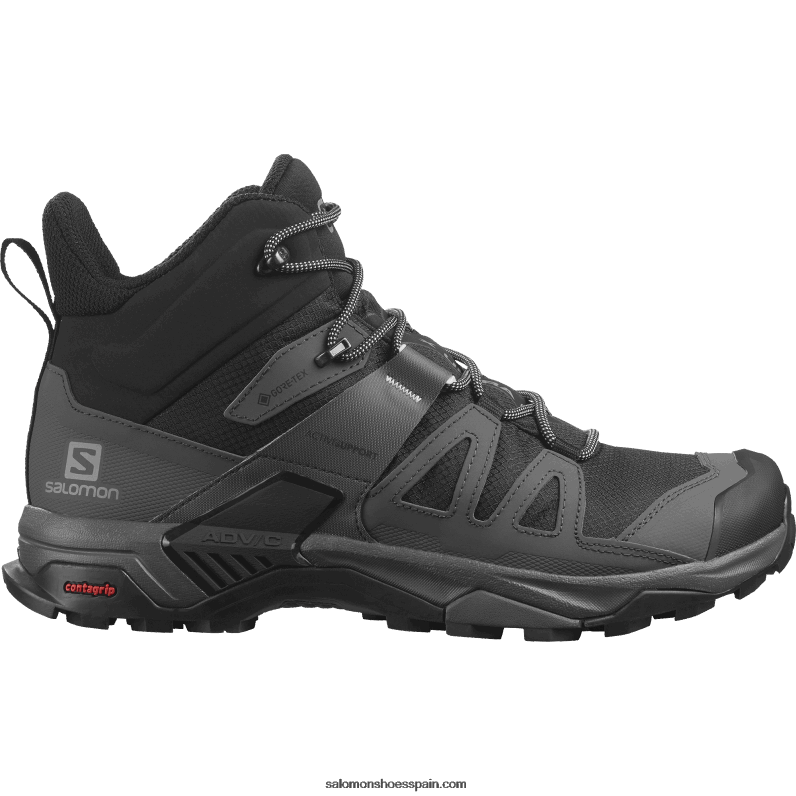 botas de montaña para hombre - x ultra 4 mid gore-tex Salomon 00B0PZ8 negro/imán/azul perla