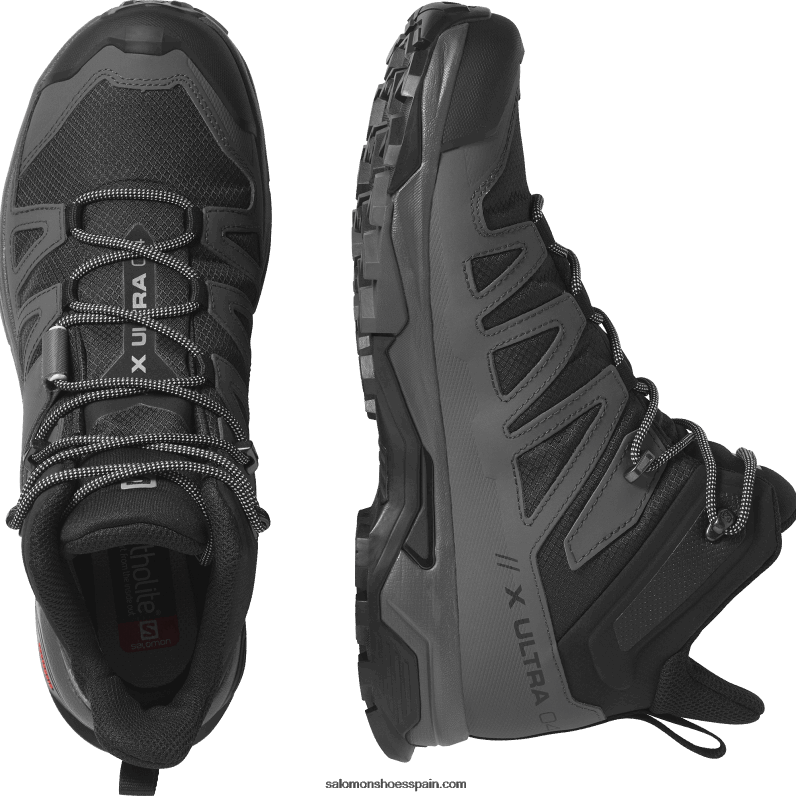 botas de montaña para hombre - x ultra 4 mid gore-tex Salomon 00B0PZ8 negro/imán/azul perla