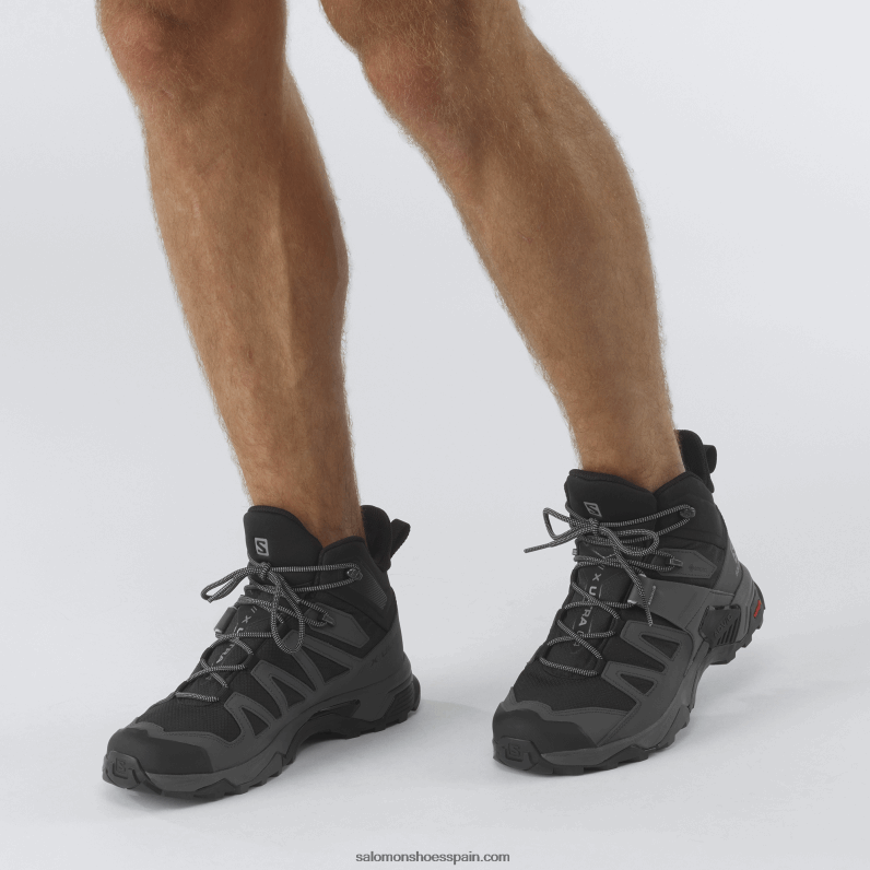 botas de montaña para hombre - x ultra 4 mid gore-tex Salomon 00B0PZ8 negro/imán/azul perla