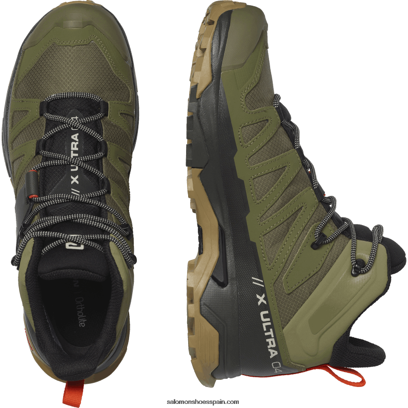 botas de montaña para hombre - x ultra 4 mid wide gore-tex Salomon 00B0PZ43 verde liquen profundo/turba/kelp