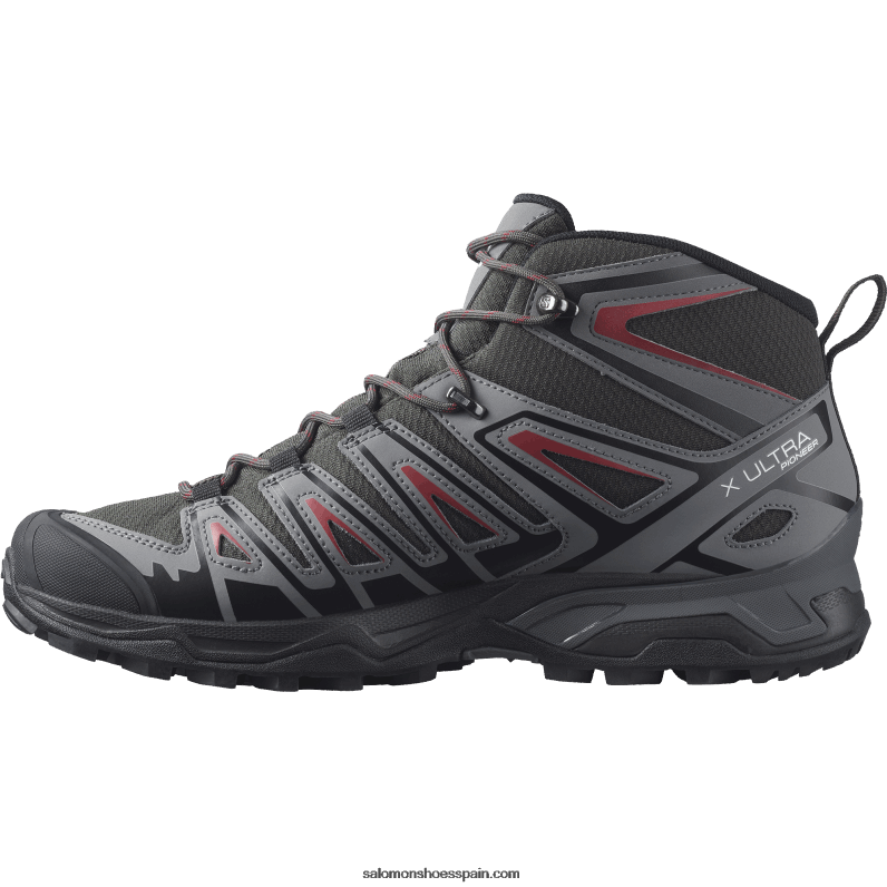 botas de montaña para hombre - x ultra pioneer mid clima impermeable Salomon 00B0PZ39 turba/sombra tranquila/rojo ciclista