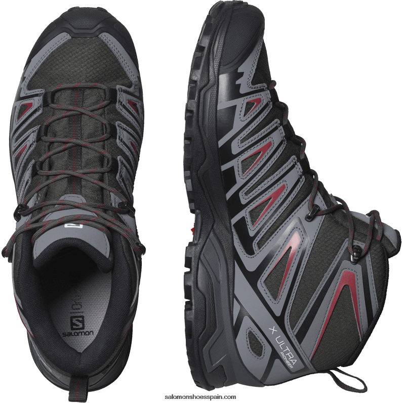 botas de montaña para hombre - x ultra pioneer mid clima impermeable Salomon 00B0PZ39 turba/sombra tranquila/rojo ciclista