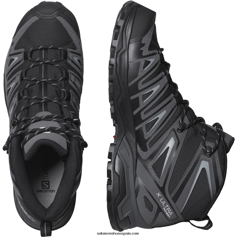botas de montaña para hombre - x ultra pioneer mid clima impermeable Salomon 00B0PZ40 negro/imán/monumento
