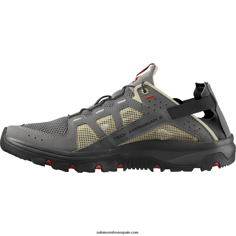 zapatos de agua para hombre - techamphibian 5 Salomon 00B0PZ3 peltre/polilla/rojo fuego