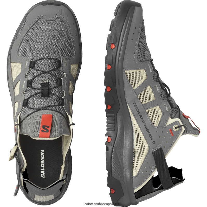 zapatos de agua para hombre - techamphibian 5 Salomon 00B0PZ3 peltre/polilla/rojo fuego