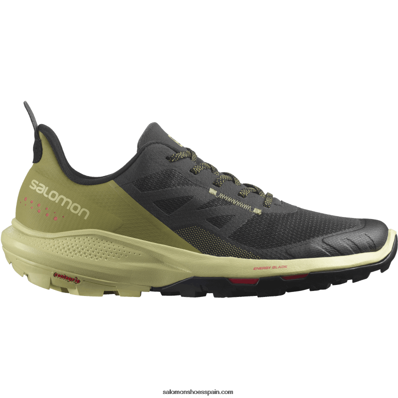 zapatos de senderismo para hombre - outpulse Salomon 00B0PZ28 negro/verde puerro/rojo amapola