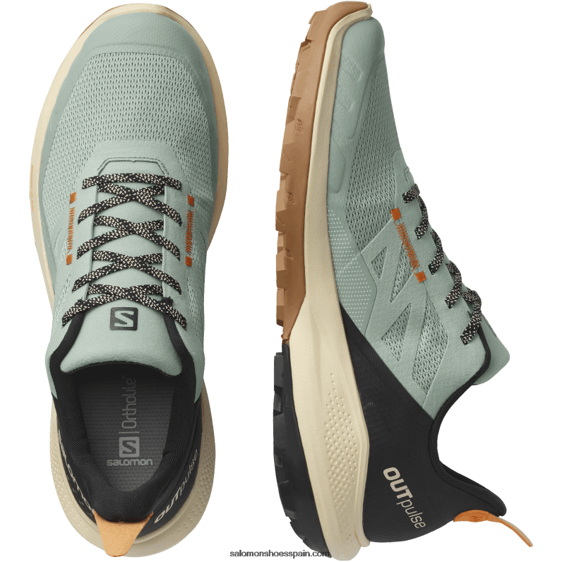 zapatos de senderismo para hombre - outpulse Salomon 00B0PZ29 hierro forjado/arena blanqueada/naranja vibrante